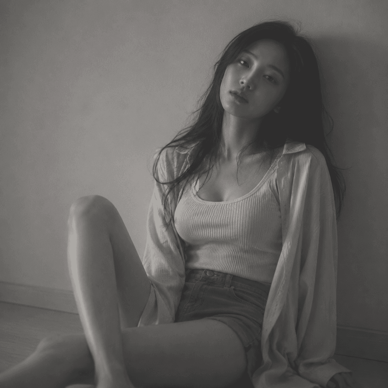 Korean Editorial Portrait with Soft Mist